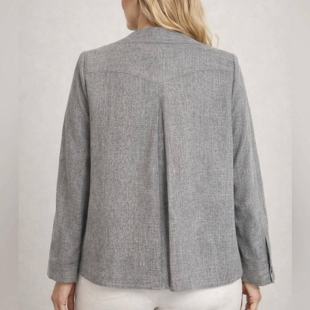 Allison Woods Gray Textured Jacket Size 14W Classic Chic (1249)